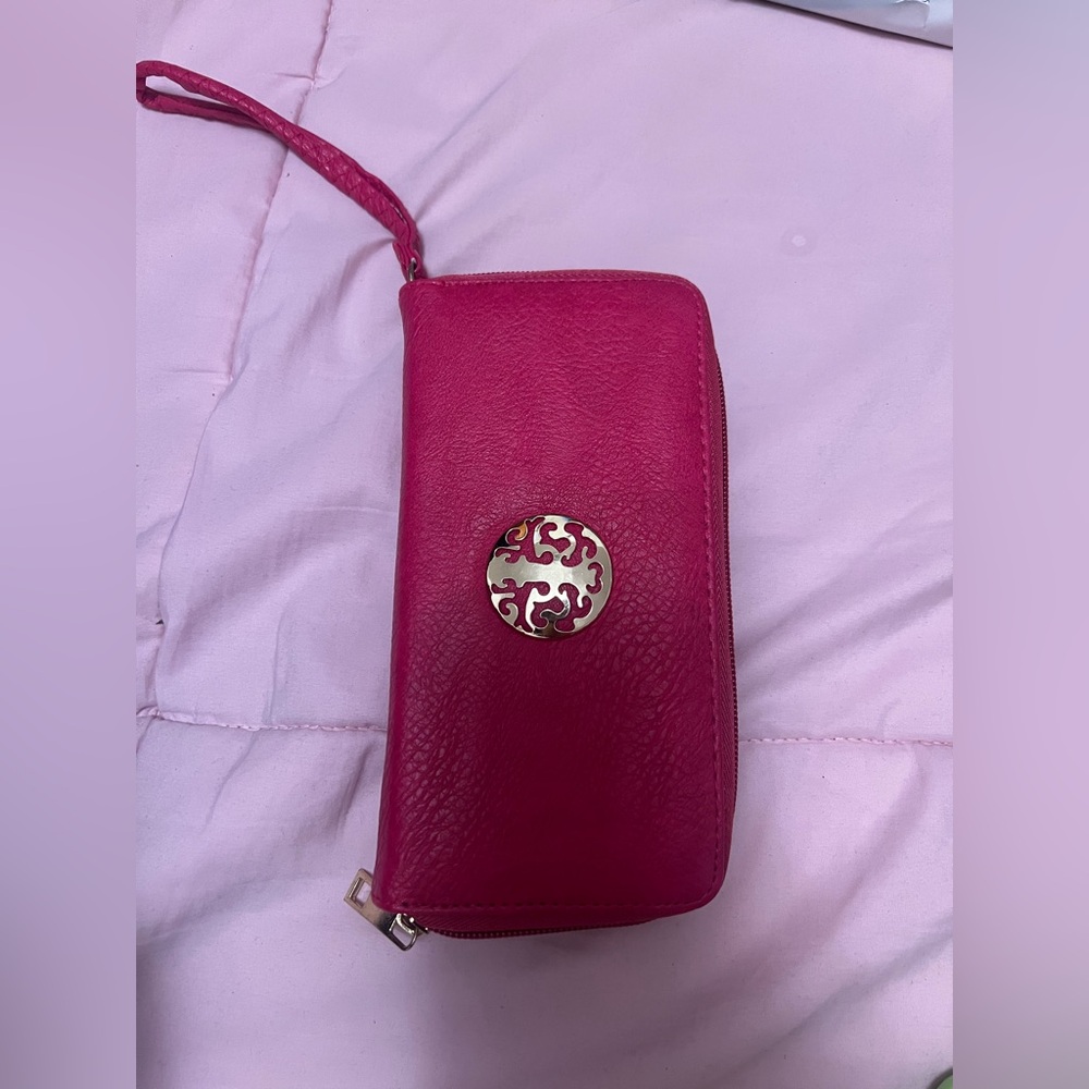 Pink Leather Wristlet Wallet